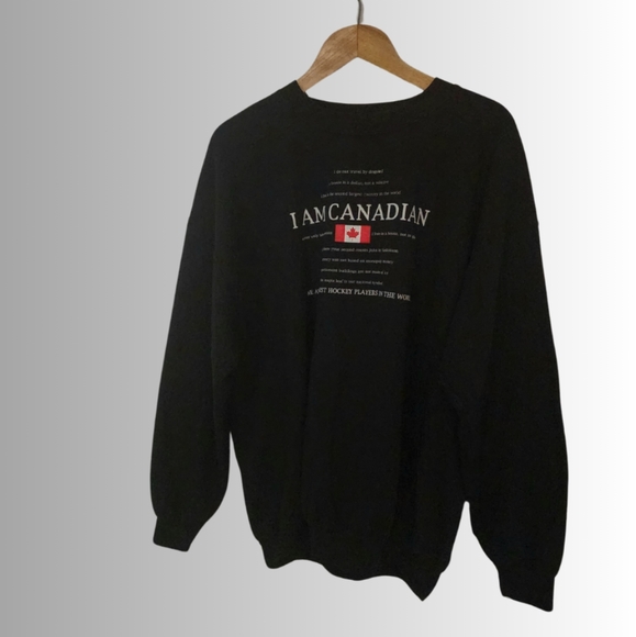 Vintage x 90s Gildan Active Wear “I AM CANADIAN” Pullover Sweatshirt - Picture 2 of 5